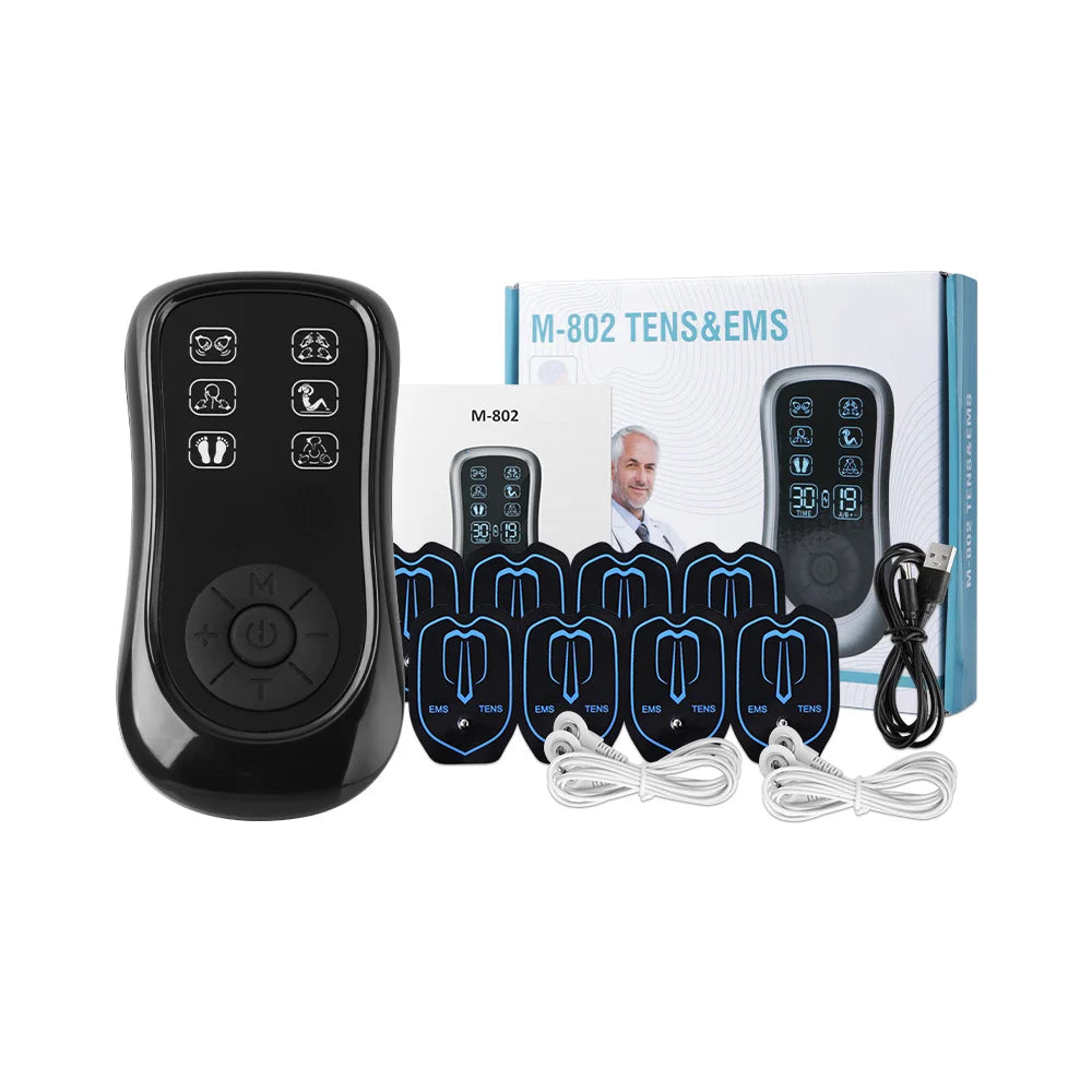 Multifunctional TENS device and EMS massager: chronic pain relief, muscle stimulation and physiotherapy