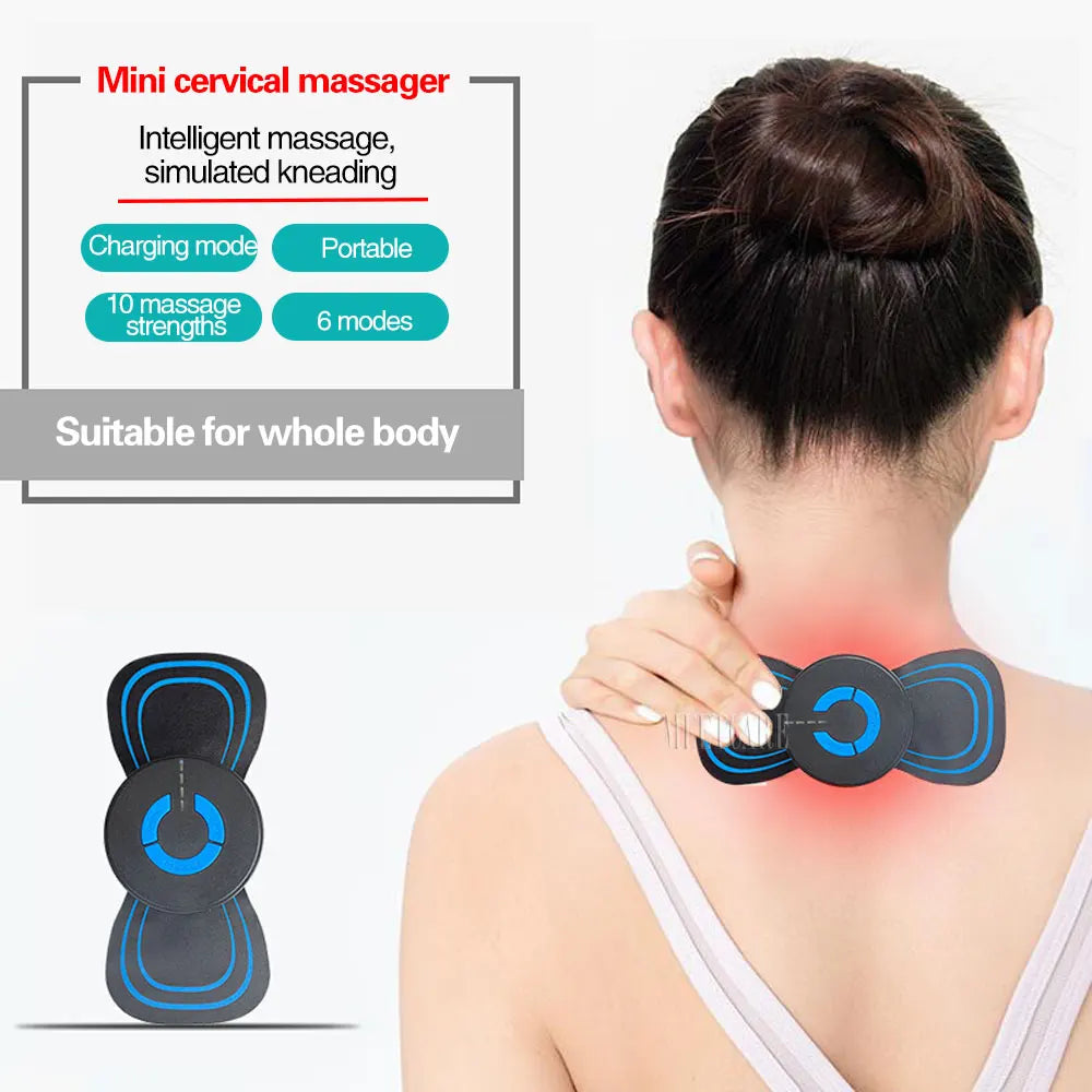 EMS Cervical Spine Neck Massage Sticker - Mini Body Massager (Electrical Muscle Stimulation) for Pain Relief, Cervical Spine Massage