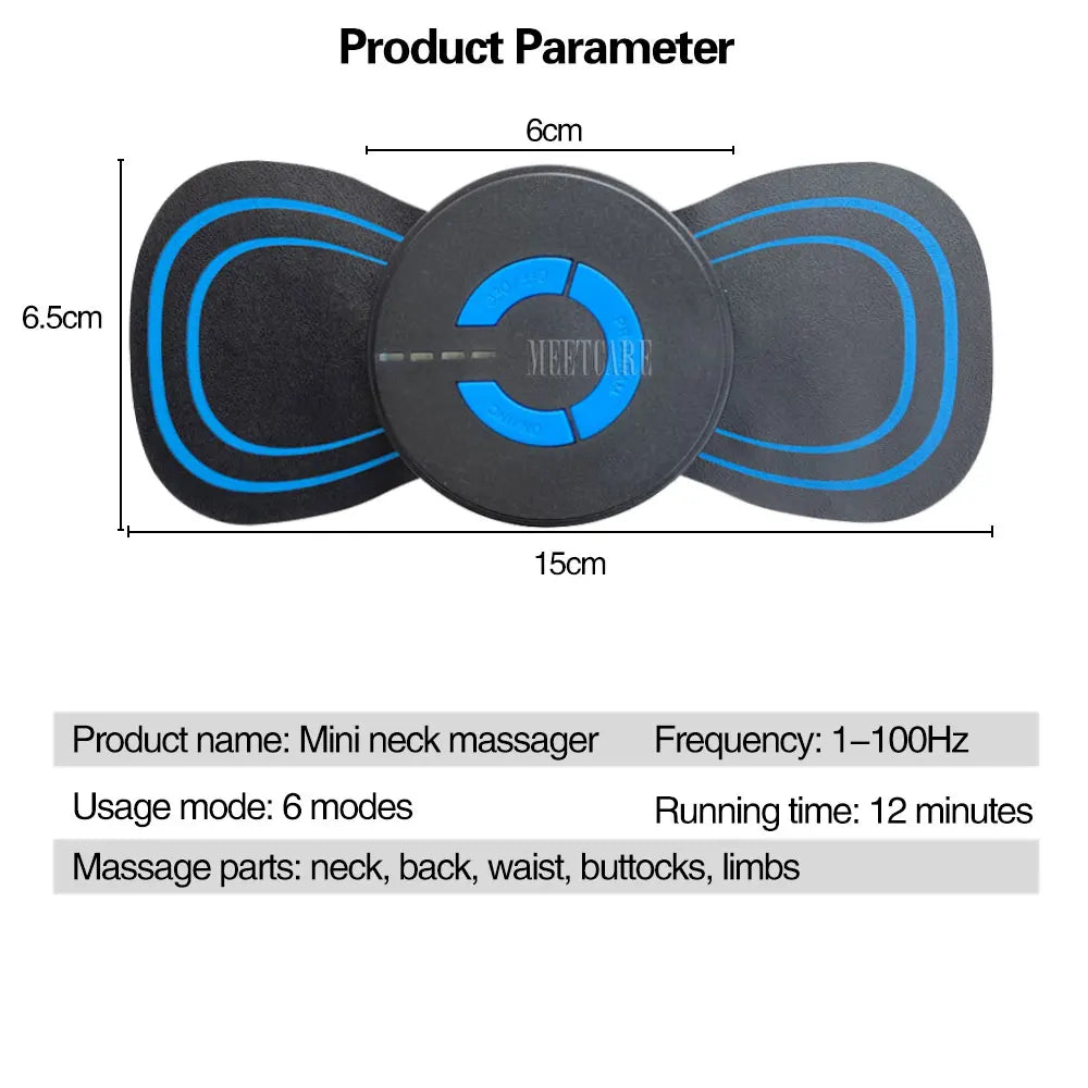 EMS Cervical Spine Neck Massage Sticker - Mini Body Massager (Electrical Muscle Stimulation) for Pain Relief, Cervical Spine Massage